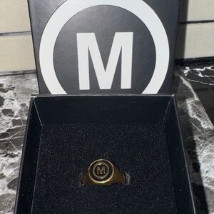 Market & Spruce Gold Signet Ring with M Design